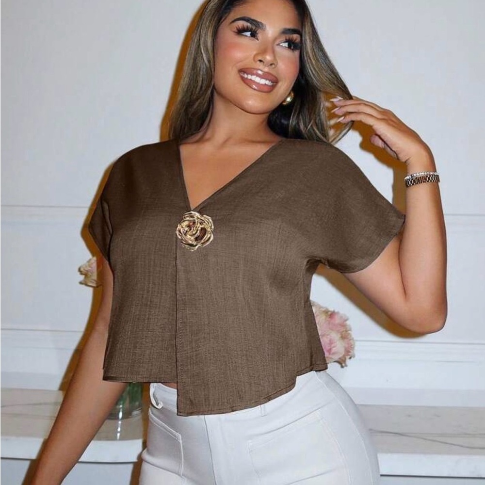 Elegant Brown Women's Top